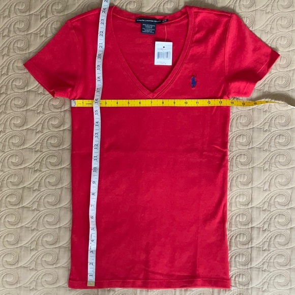 Women’s Ralph Lauren Sport Red Fitted V-Neck Short Sleeve Tee / Medium - Picture 7 of 8